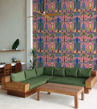 Tropical Facade Vinyl Wallpaper