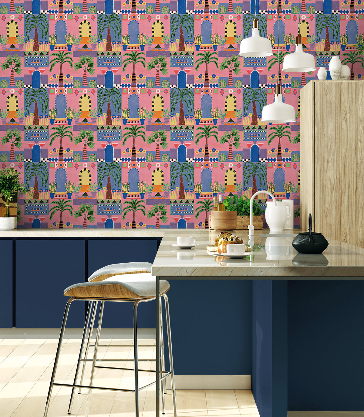 Tropical Facade Vinyl Wallpaper