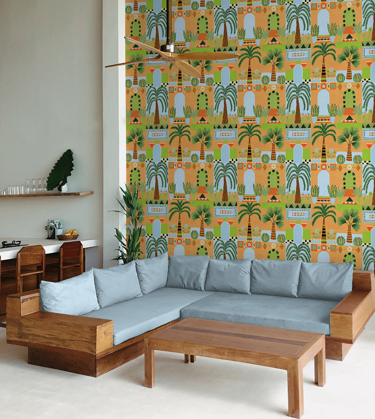 Tropical Facade Vinyl Wallpaper