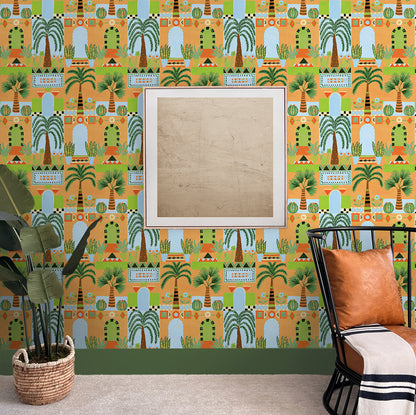 Tropical Facade Vinyl Wallpaper