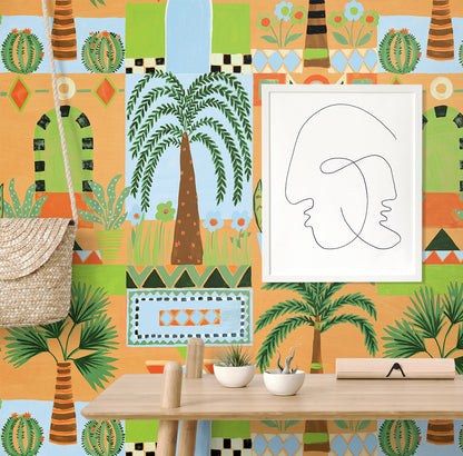 Tropical Facade Vinyl Wallpaper