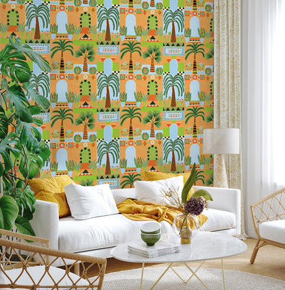 Tropical Facade Vinyl Wallpaper