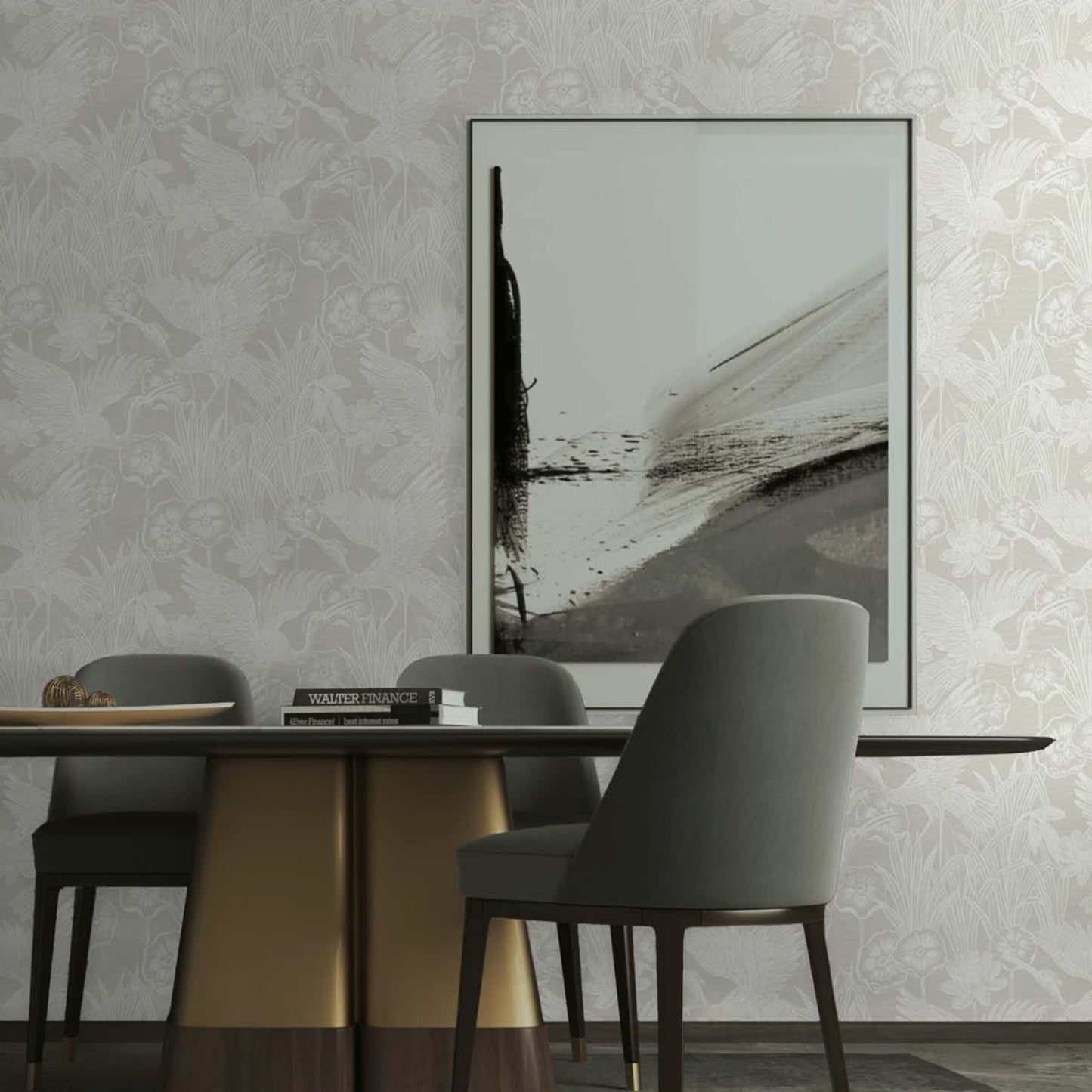 Animal Print Marsh Cranes Nonwoven Wallpaper