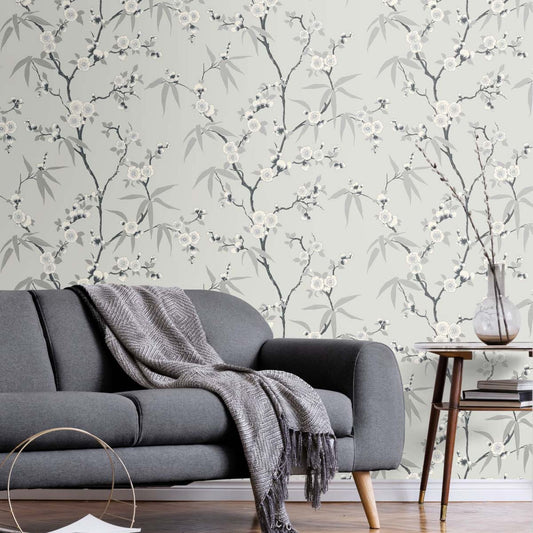 Contemporary Floral Blossom Trail Half Drop Wallpaper