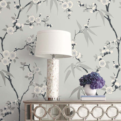 Contemporary Floral Blossom Trail Half Drop Wallpaper