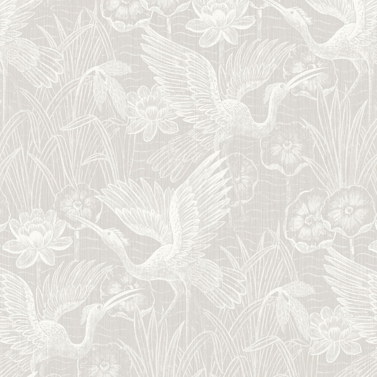 Animal Print White Heron Floral Non-Pasted Wallpaper