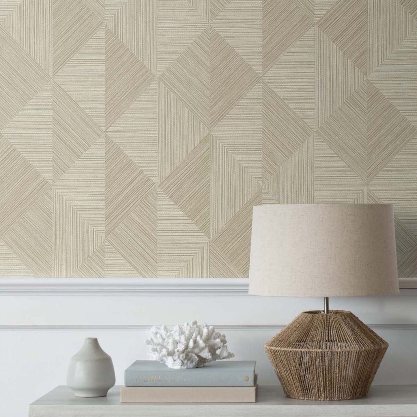 Geometric Diamond Inlay Scrubbable Wallpaper