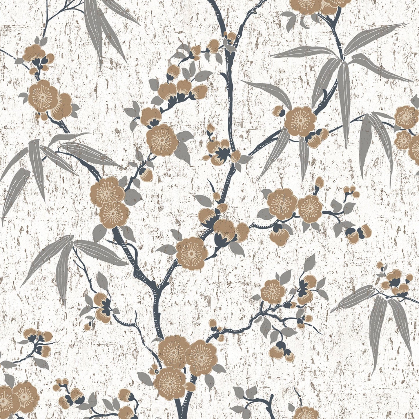 Floral Gold Chip Blossom Cork Washable Wallpaper