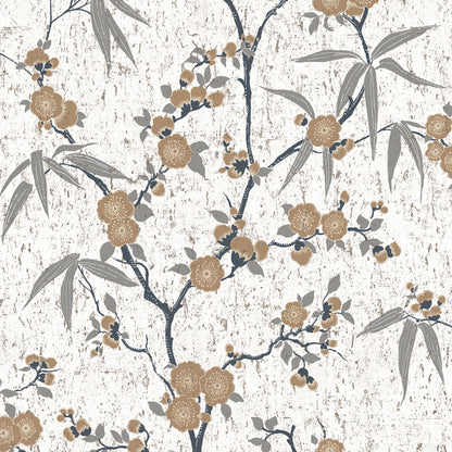 Floral Gold Chip Blossom Cork Washable Wallpaper