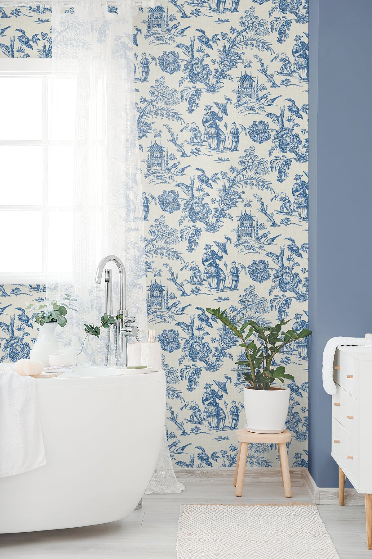 Evansville, Colette Chinoiserie, 27 in. x 27 ft. = 60.75 sq. ft, Wallpaper Roll