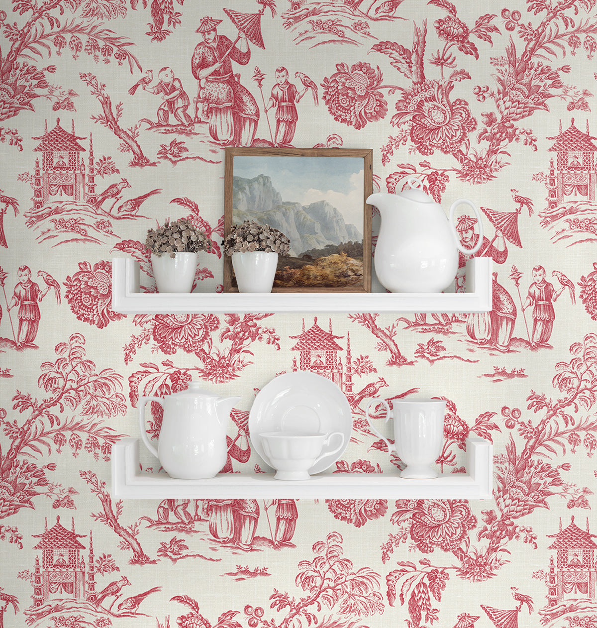 Evansville, Colette Chinoiserie, 27 in. x 27 ft. = 60.75 sq. ft, Wallpaper Roll