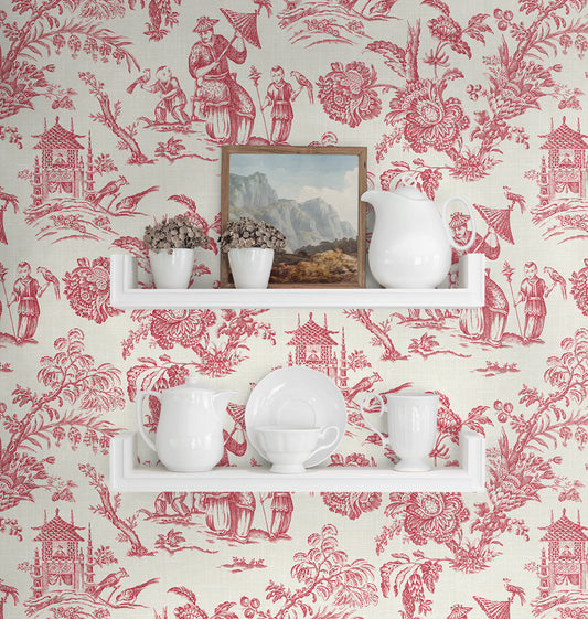 Evansville, Colette Chinoiserie, 27 in. x 27 ft. = 60.75 sq. ft, Wallpaper Roll