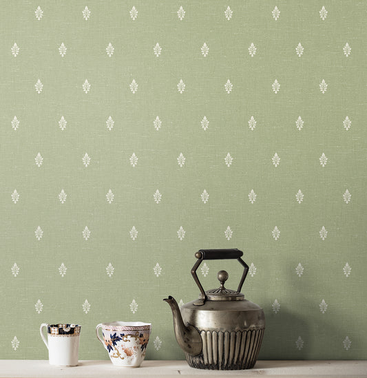 Elizabeth, Petite Feuille Sprig, 27 in. x 27 ft. = 60.75 sq. ft, Wallpaper Roll