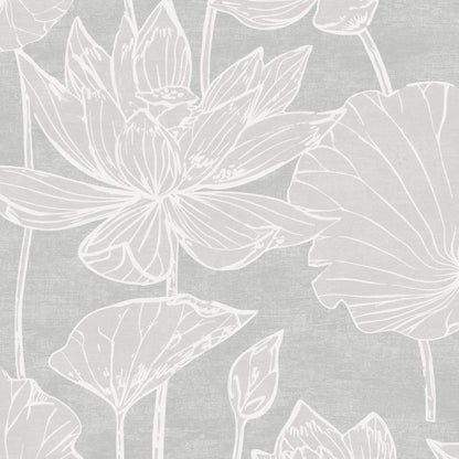 Floral Water Lilies Nonwoven Wallpaper