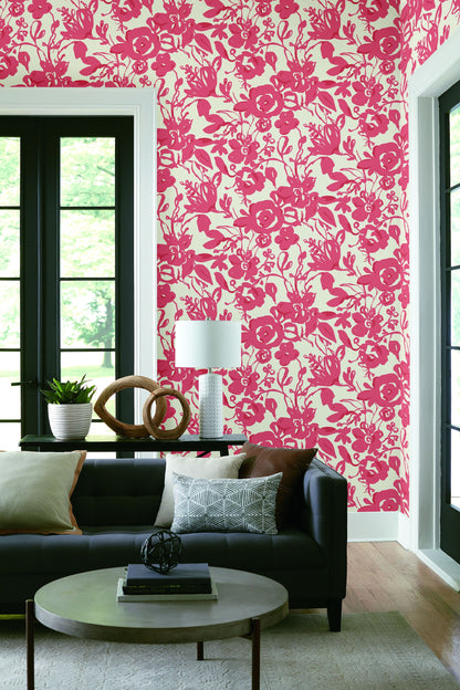 Pearland Brushstroke Floral Non-woven Unpasted Wallpaper