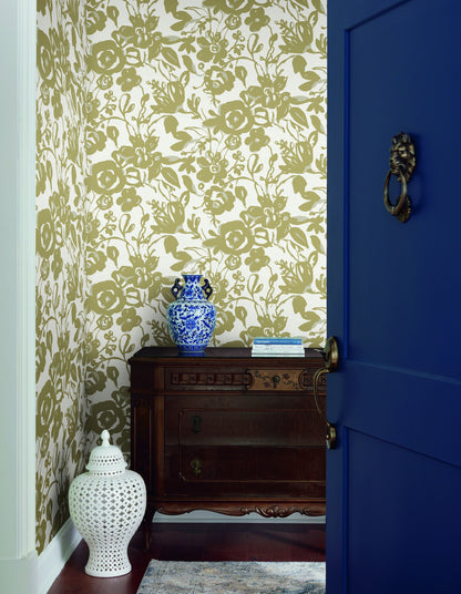 Pearland Brushstroke Floral Non-woven Unpasted Wallpaper