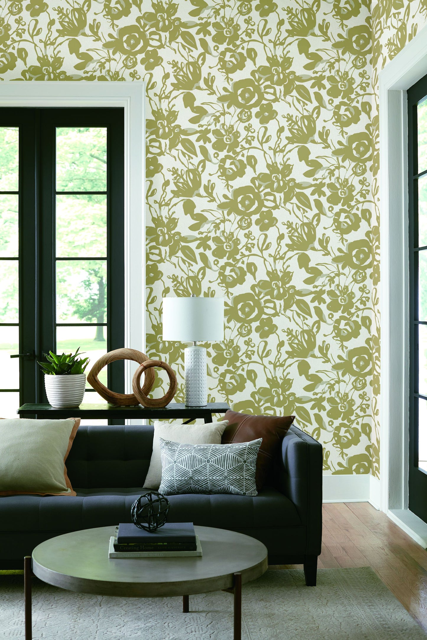 Pearland Brushstroke Floral Non-woven Unpasted Wallpaper