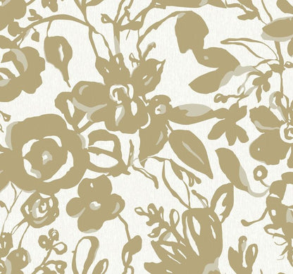 Pearland Brushstroke Floral Non-woven Unpasted Wallpaper