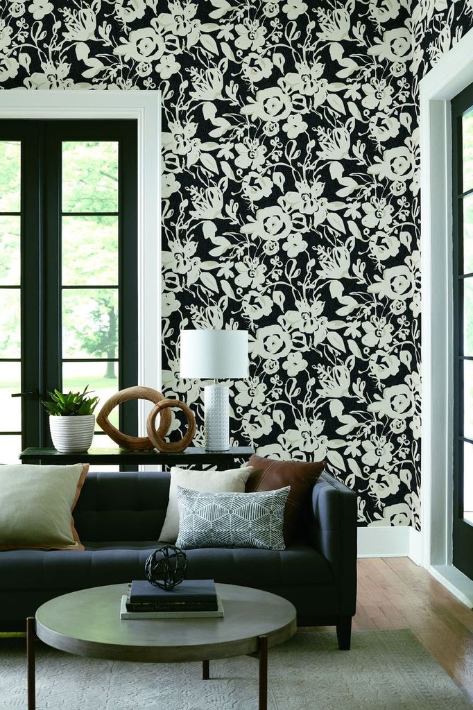 Pearland Brushstroke Floral Non-woven Unpasted Wallpaper