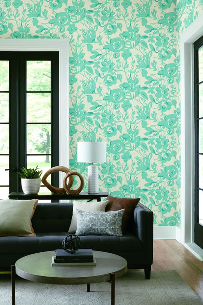 Pearland Brushstroke Floral Non-woven Unpasted Wallpaper