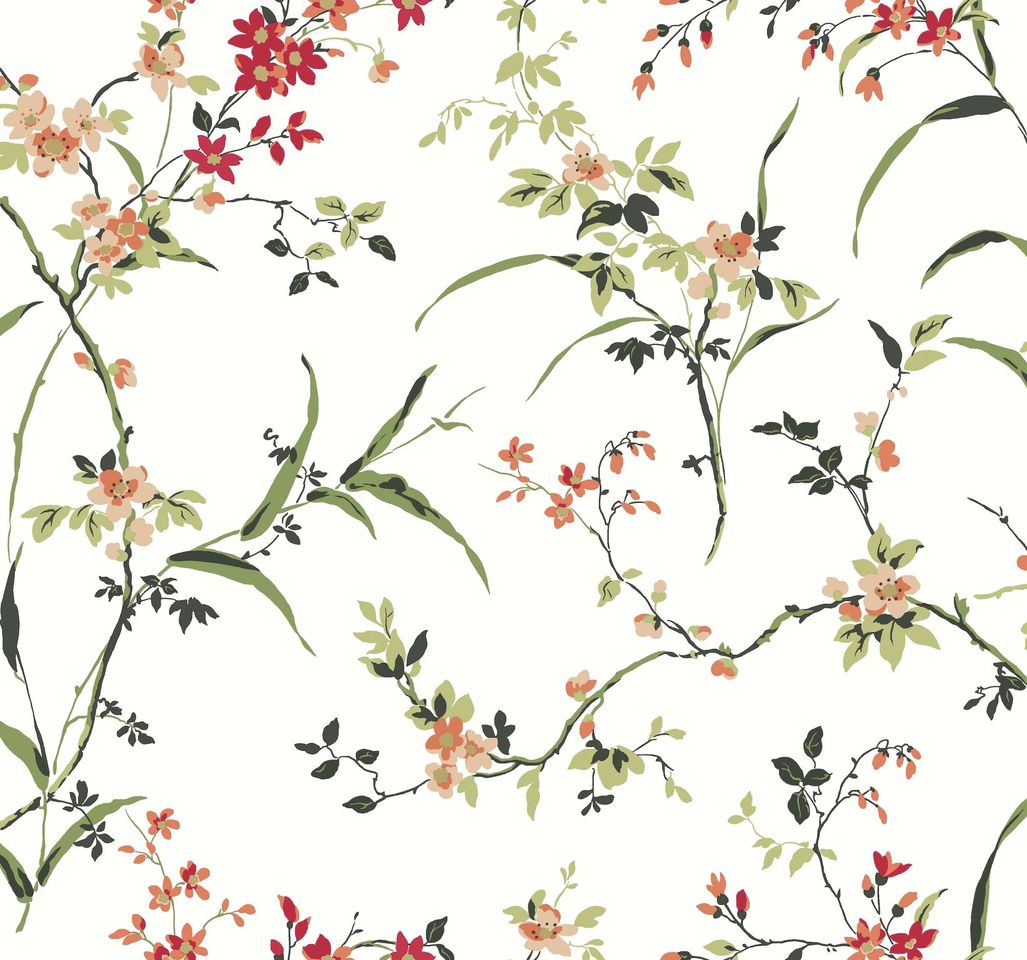 Peoria, Blossom Branches Unpasted Non-woven Wallpaper