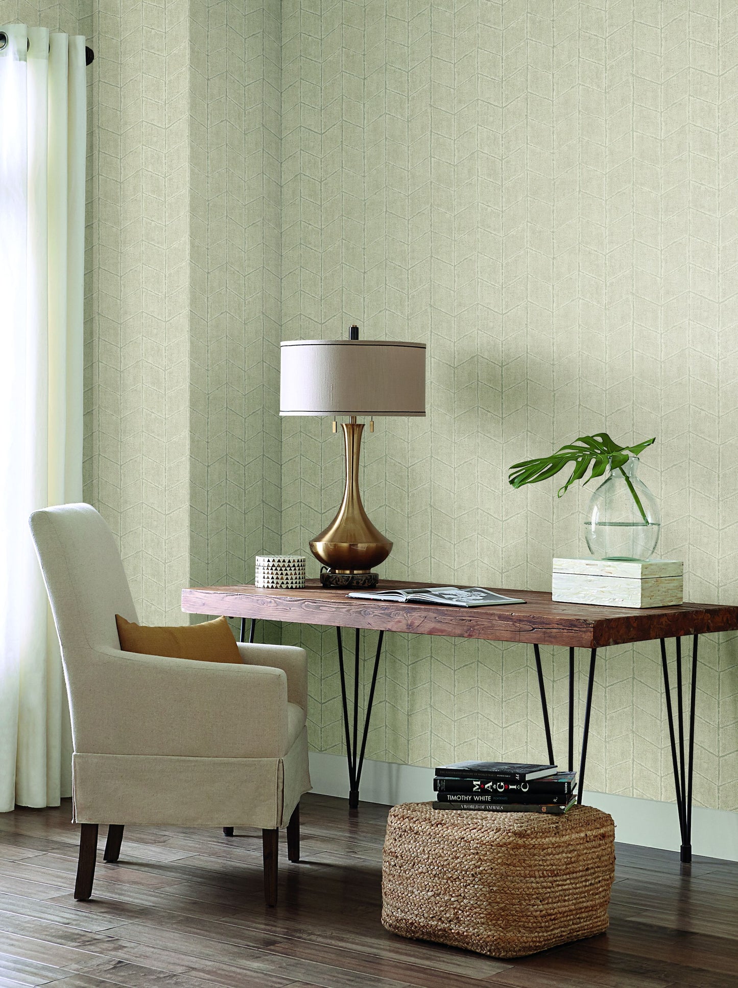 Chevron Birch Non-woven Unpasted Wallpaper