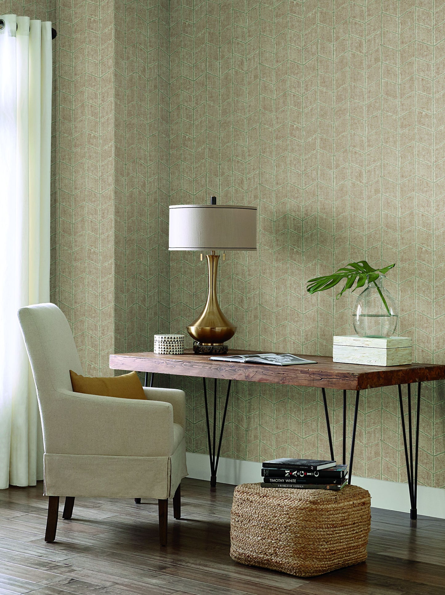 Chevron Birch Non-woven Unpasted Wallpaper