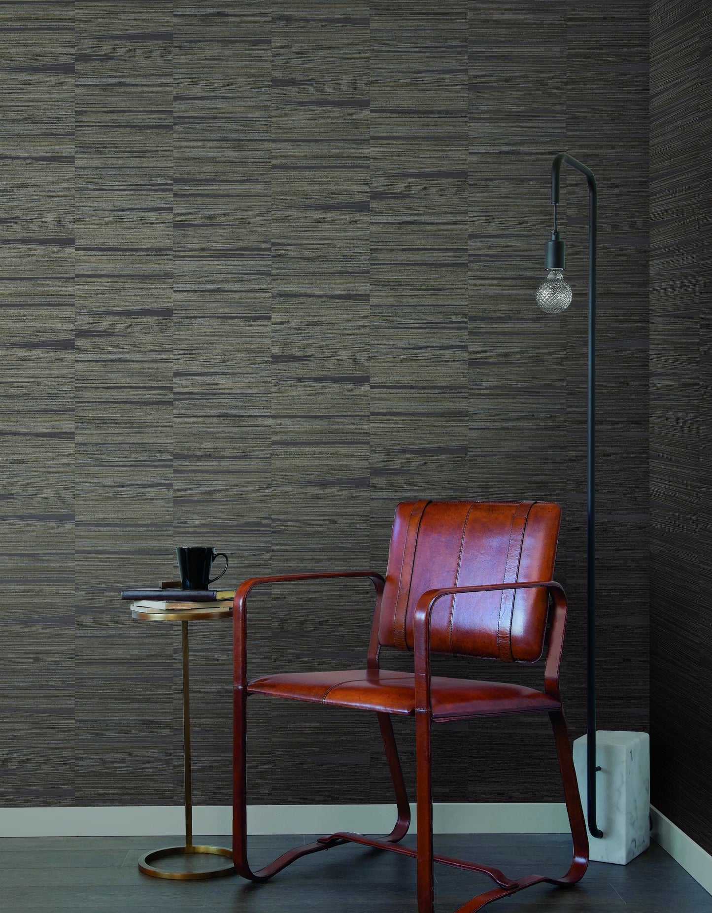 Nottingham Line Stripe Texture Non-woven Unpasted Wallpaper