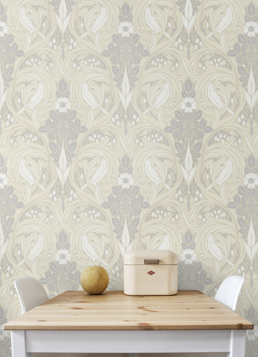 Houston, Bird Scroll, 20.9 in. x 32.81 ft. = 57.5 sq. ft, Wallpaper Roll