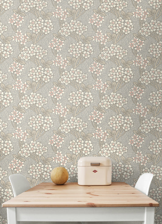 Hoover, Floral Vine, 20.9 in. x 32.81 ft. = 57.5 sq. ft, Wallpaper Roll