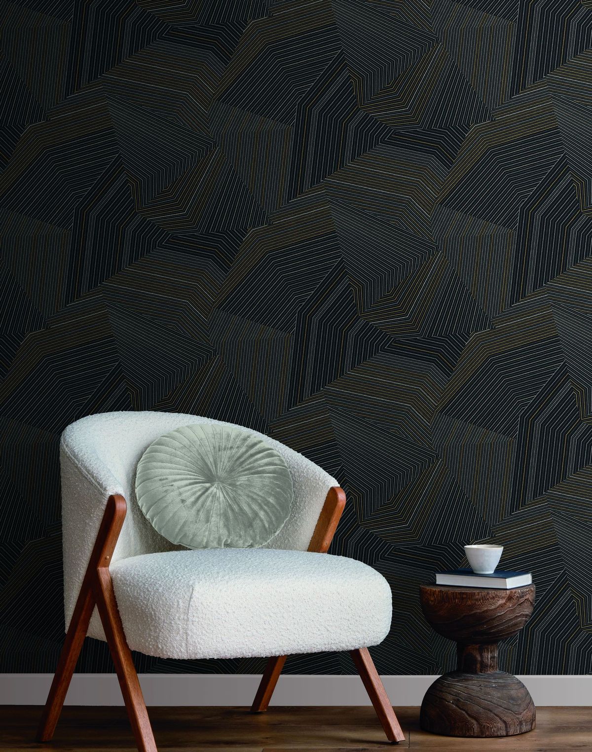 Aerial Geometric Textured Unpasted Wallpaper Covering